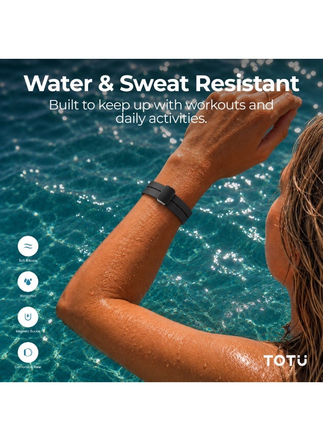 Totu Silicone Magnetic Watch Band Compatible with Apple Watch 49mm 45mm 44mm 42mm 41mm 40mm 38mm, Waterproof Sport Strap Replacement with Adjustable Clasp for iWatch Ultra/Series 9/8/7/6/5/4/3/2/1/SE - Black - Image 4