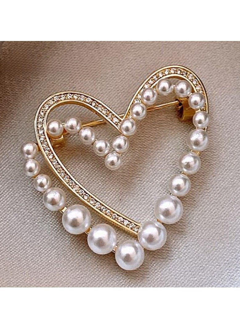 Generic Glamorous Heart-shaped Faux Pearl Brooch Pin - Delicate Decor for Coats & Sweaters - Fashionable Accessory to Enhance Your Style  - Image 2