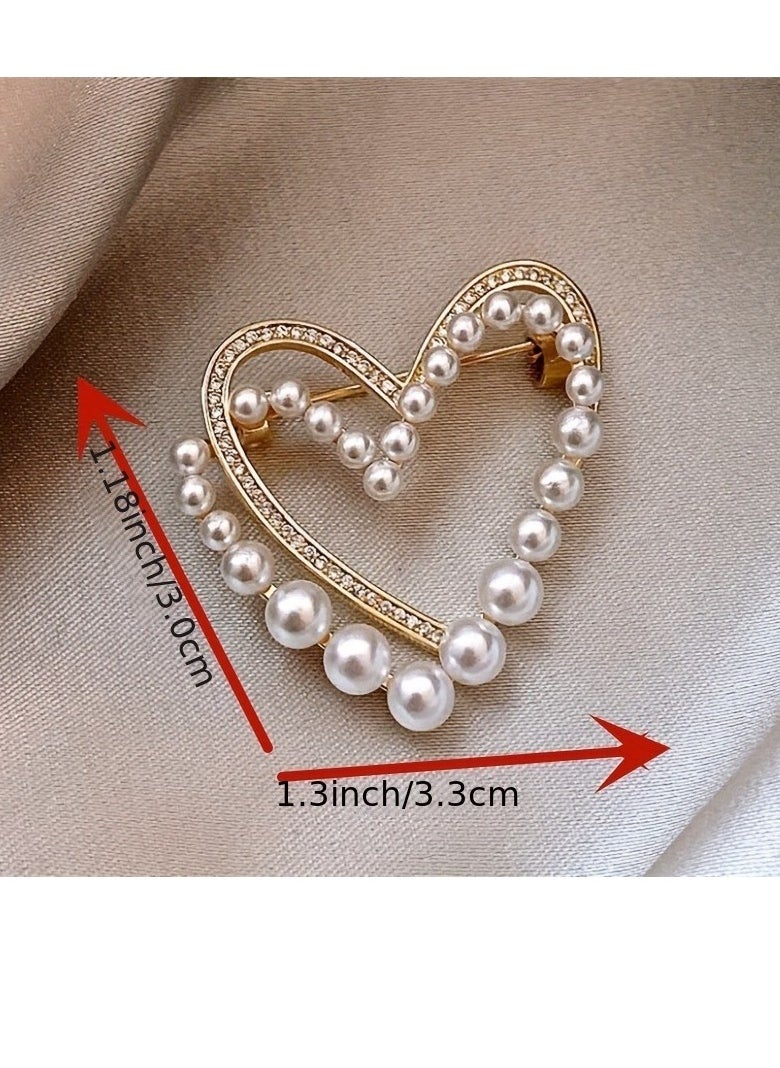Generic Glamorous Heart-shaped Faux Pearl Brooch Pin - Delicate Decor for Coats & Sweaters - Fashionable Accessory to Enhance Your Style  - Image 3