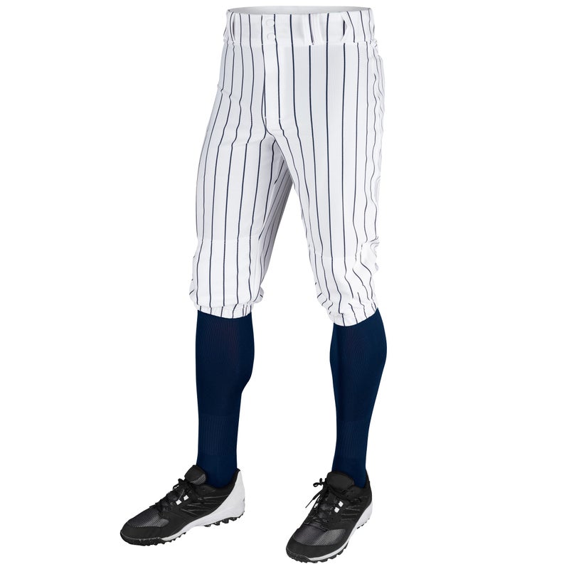 CHAMPRO Mens Classic With Pinstripes Triple Crown Polyester Baseball Knicker, White, Navy, Small US