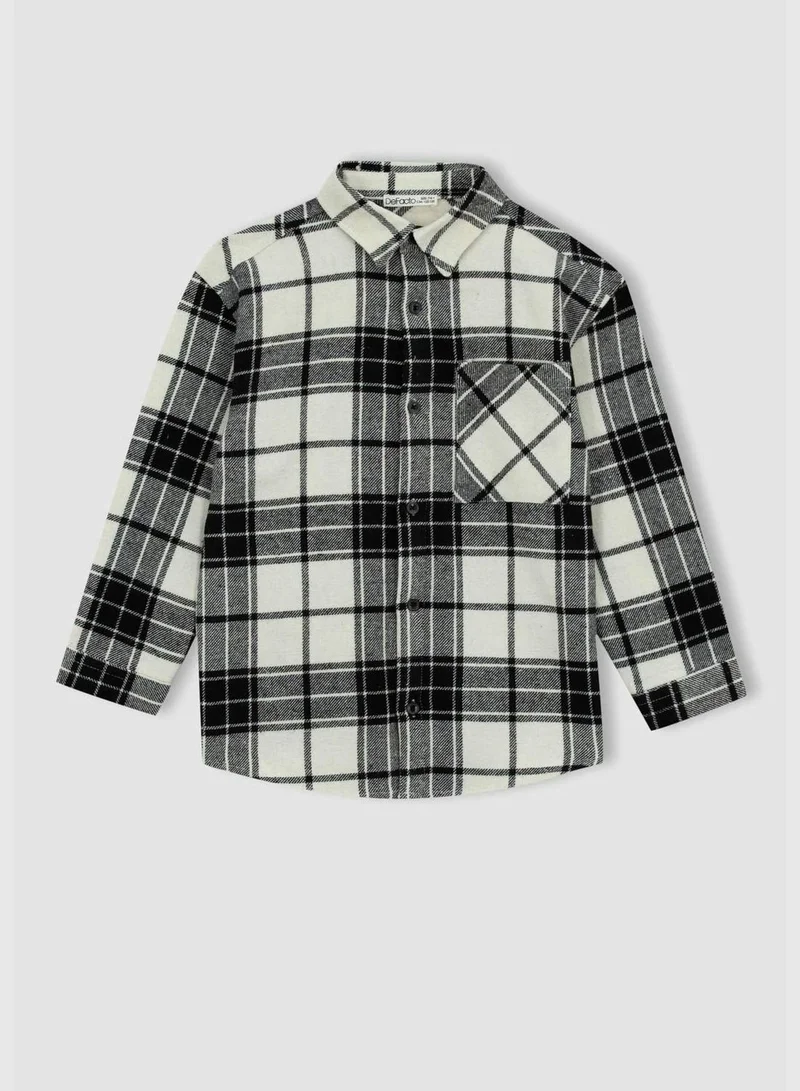 DeFacto Boy Oversize Fit Polo Neck Woven Long Sleeve Shirt