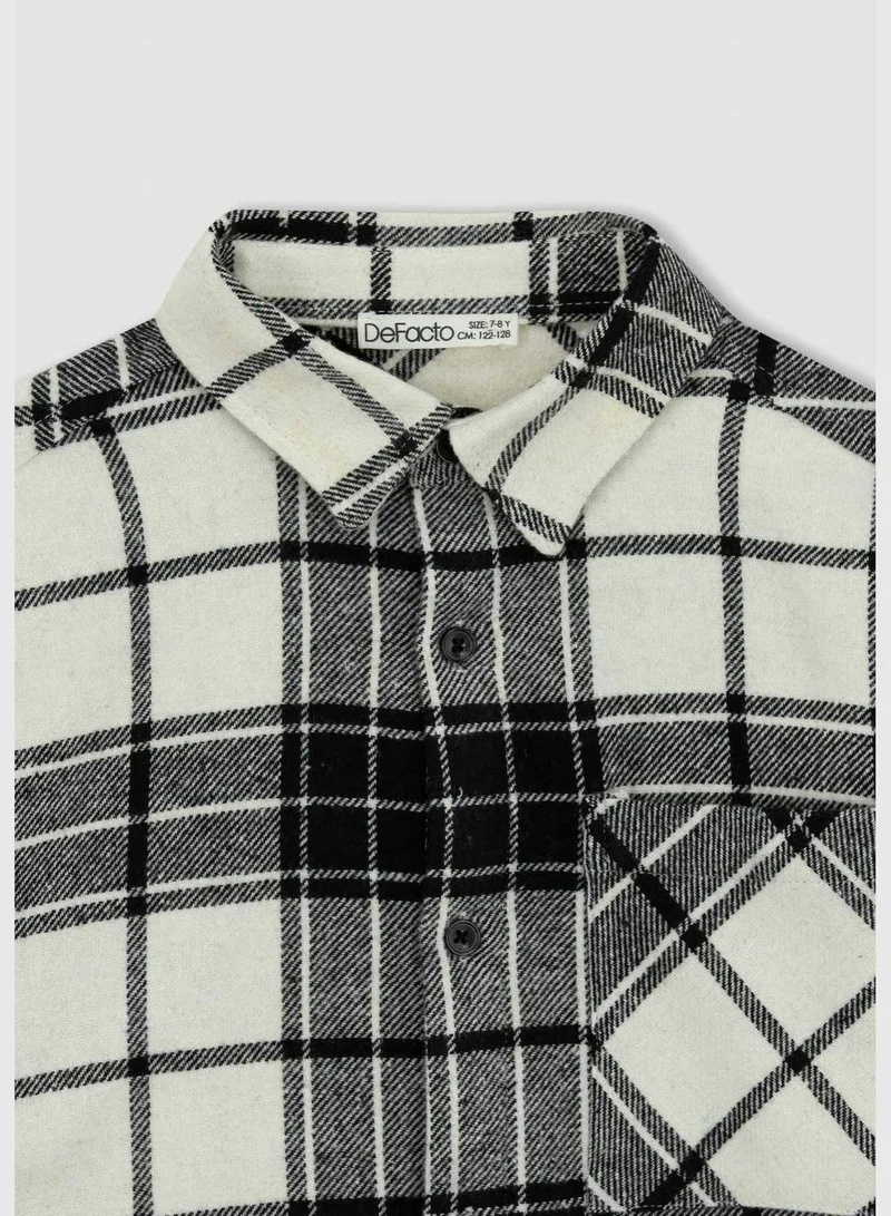 DeFacto Boy Oversize Fit Polo Neck Woven Long Sleeve Shirt