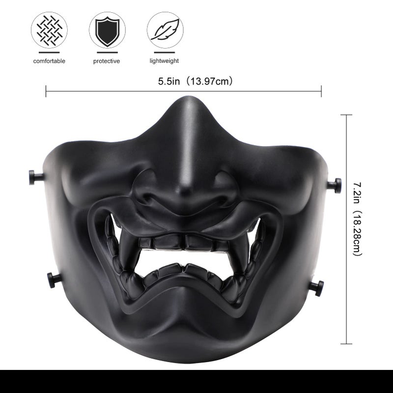 Tactical Half Face Mask for Airsoft Outdoor Gaming Protective Gear Black - Image 3