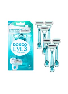 DORCO EVE 3 Women's Disposable Razors | Wide moisture bar, 3 Blades for smooth shave (1pack (3ct)) 