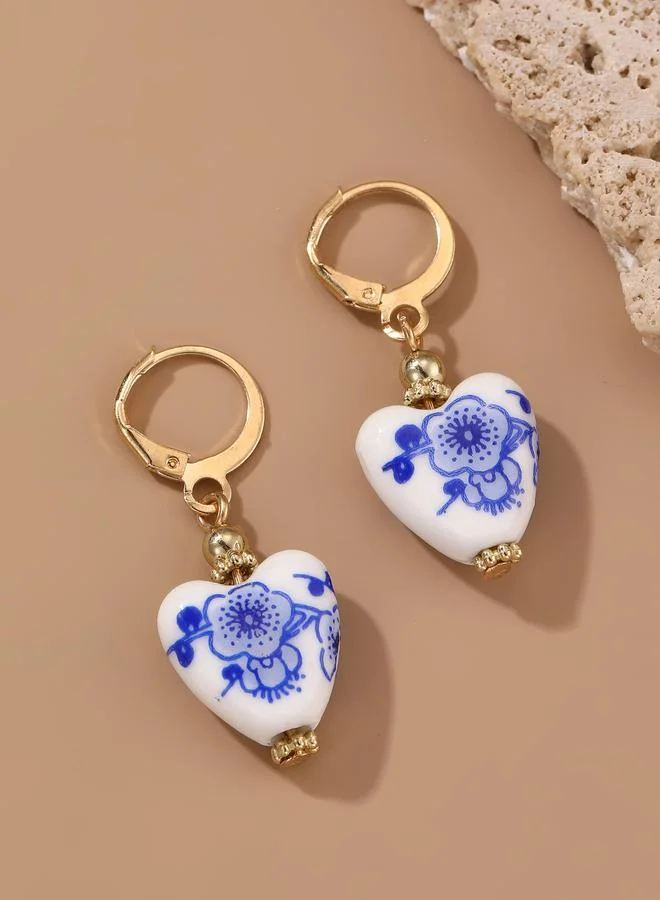 تايك تو Heart Pendant Dangle Earrings
