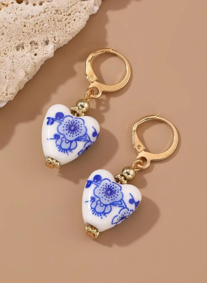 تايك تو Heart Pendant Dangle Earrings