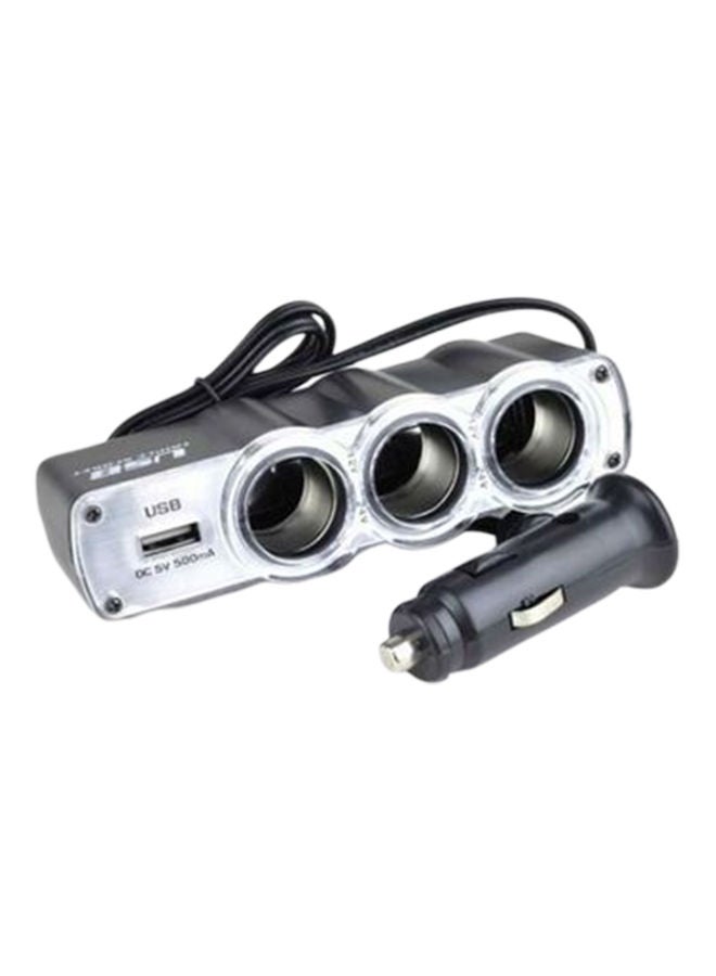 NIBEMINENT Triple Cigarette Sockets And USB Charger Black 