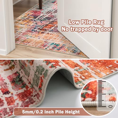 Beeiva Multi Color Washable Area Rugs 8x10, Colorful Abstract Non Slip Foldable Rug for Living Room, Modern Large Thin Low Pile Carpet for Office Playroom Bedroom - Multicolor - Image 4