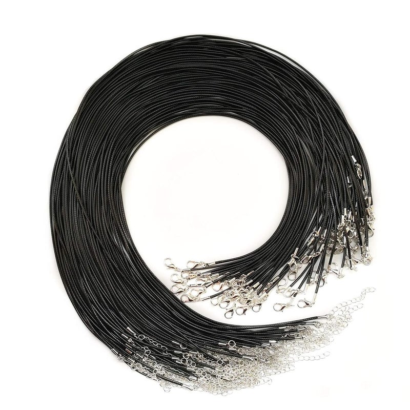 Looconi Amaney 20 Pieces 20 Inches Black Waxed Necklace Cord with Clasp Bulk for Bracelet Necklace and Jewelry Making - Image 1
