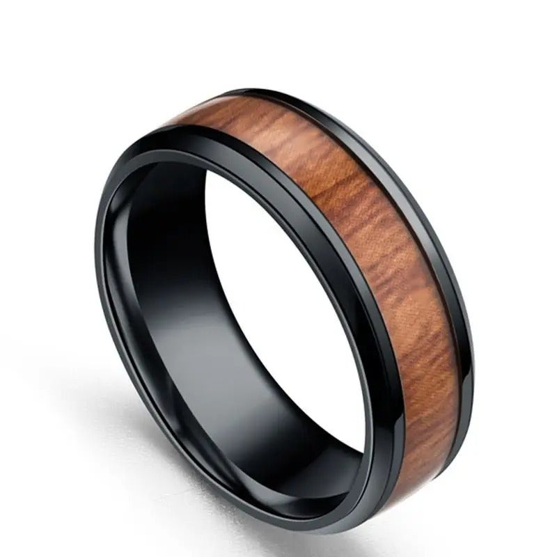 Black Brown Stainless Steel Ring For Him - Size 19