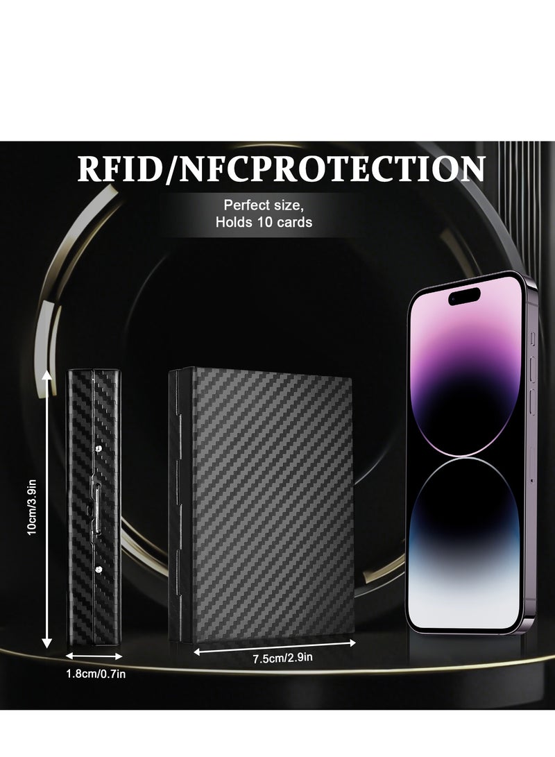 T NEWFUN Textured Stainless Steel RFID Card Holder – Anti-Slip Etched Metal Credit Card Case– Slim Wallet for Men & Women (Gold)  - Image 2