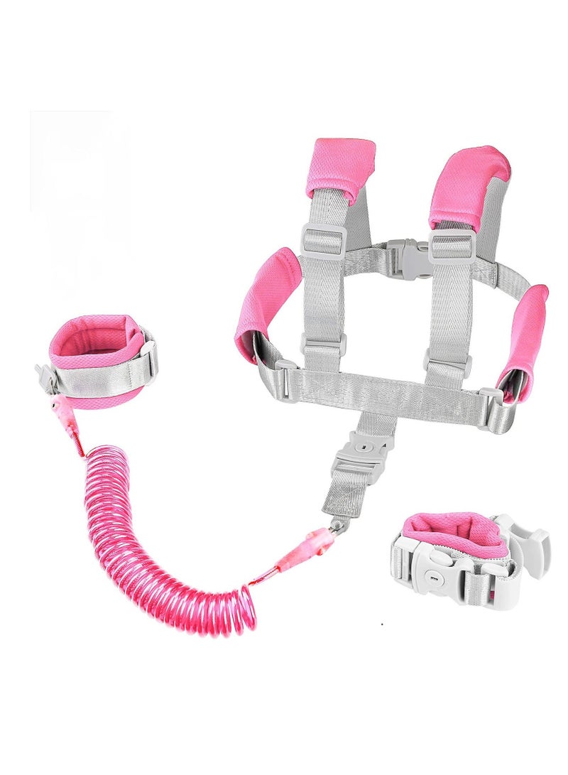 نيبمينينت Anti Lost Toddler Leash, with Backpack Harness Wrist Link, Baby Leash Safety Walking Link for Kids Keep Your Runner Close and Safe in Crowd Public Pink - Image 1