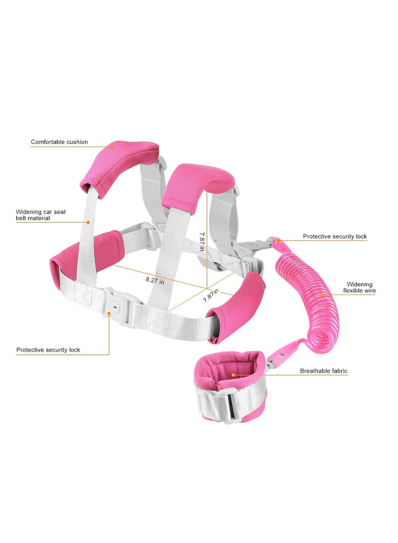 نيبمينينت Anti Lost Toddler Leash, with Backpack Harness Wrist Link, Baby Leash Safety Walking Link for Kids Keep Your Runner Close and Safe in Crowd Public Pink - Image 2