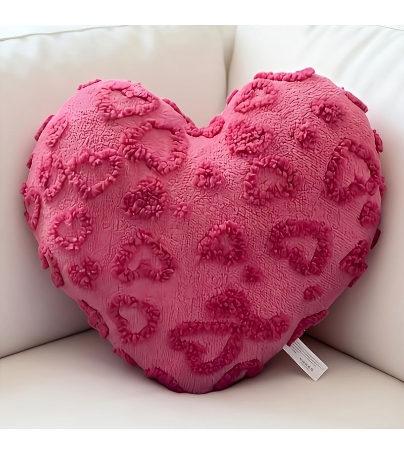 Rose Red Heart Pillow 16.54x12.2inch Romantic French Style Throw Bedding - Image 1