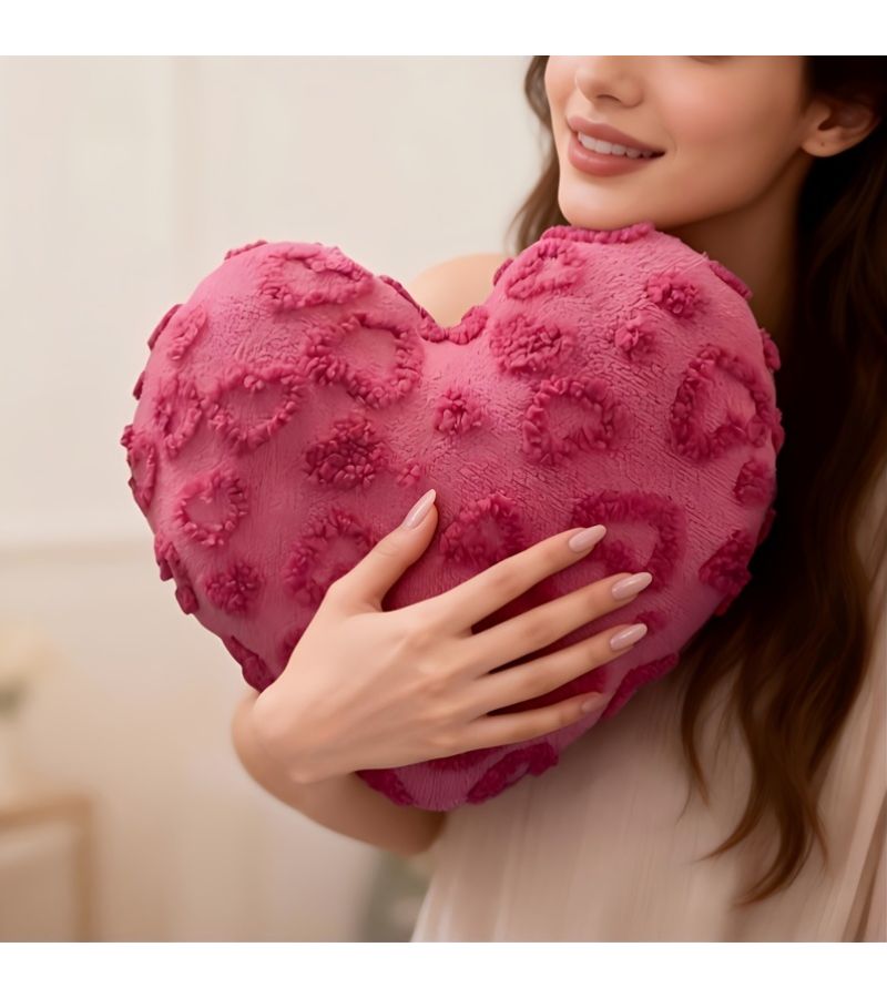 Rose Red Heart Pillow 16.54x12.2inch Romantic French Style Throw Bedding - Image 2