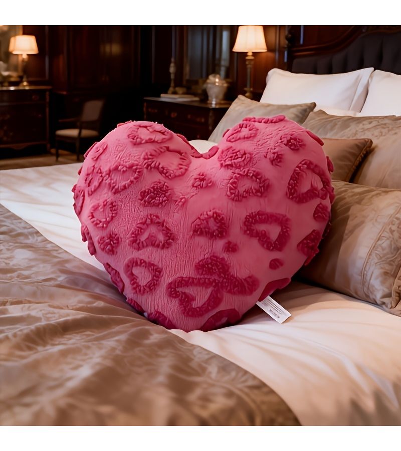 Rose Red Heart Pillow 16.54x12.2inch Romantic French Style Throw Bedding - Image 5
