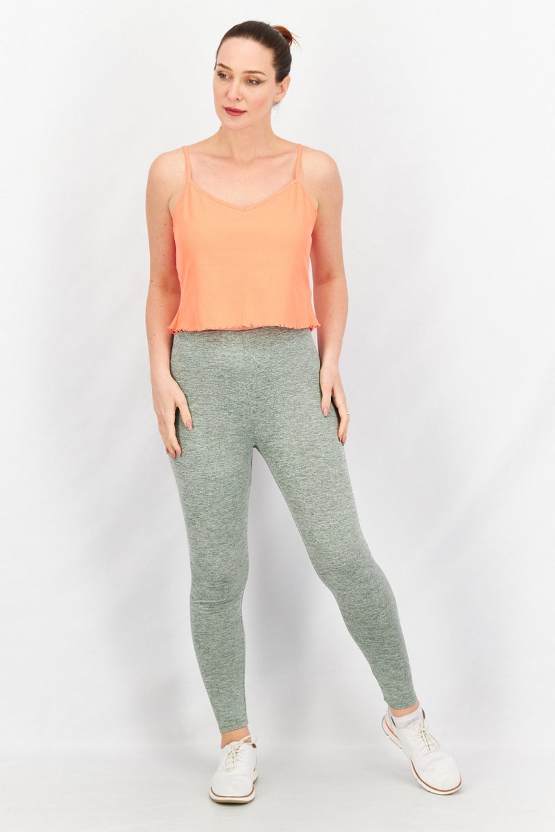 GAP Women V Neck Sleeveless Textured Crop Top, Coral - Image 4