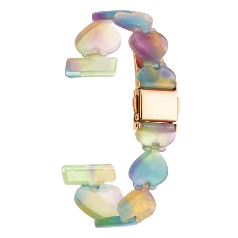 Abanen 20mm Translucent Resin Heart-Shaped lightweight Watch Band Adjustable with Foldover Clasp for Garmin Vivoactive 5 / Venu 2 Plus, Forerunner 165 (Multicolour) - Image 1