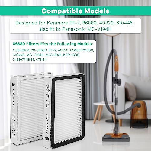 Tyhocent 4-Pack -EF-2 86880 Exhaust Vacuum HEPA Filters for Kenmore, Compare to Replace Sears for Kenmore Part # 20-86880 (86880), 40320, EF2, 610445, Also Replaces Panasonic MC-V194H - Image 2