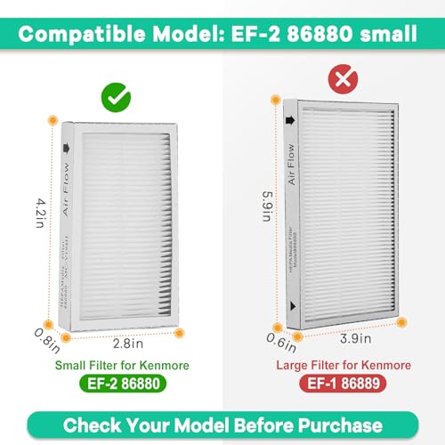 Tyhocent 4-Pack -EF-2 86880 Exhaust Vacuum HEPA Filters for Kenmore, Compare to Replace Sears for Kenmore Part # 20-86880 (86880), 40320, EF2, 610445, Also Replaces Panasonic MC-V194H - Image 4
