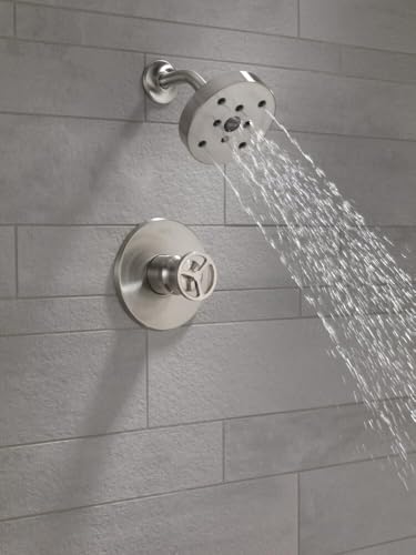 Delta Faucet Trinsic 14 Series Single Handle Brushed Nickel Shower Faucet with H2Okinetic Shower Head Shower Faucet Set Shower Trim Kit Shower Fixtures Stainless T14258SS Valve Not Included - Image 3