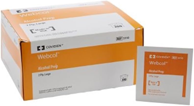 Covidien 5110 Webcol FoztD Alcohol Prep Sterile Large 2ply 200 Count 4 Pack