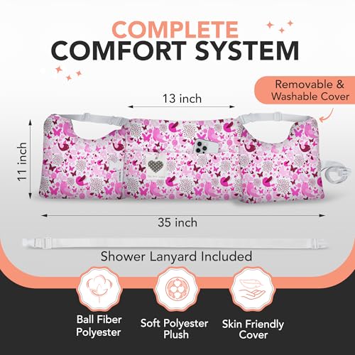 W&F HOME Mastectomy Pillow, Mastectomy Recovery Supplies, Post Mastectomy’s Must Haves, Breast Reduction Recovery Supplies, Open Heart Surgery Pillows, Breast Pillows for Sleeping - Pink Birds - Image 3