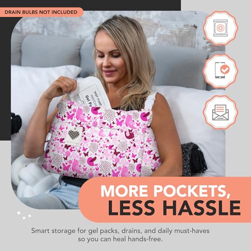 W&F HOME Mastectomy Pillow, Mastectomy Recovery Supplies, Post Mastectomy’s Must Haves, Breast Reduction Recovery Supplies, Open Heart Surgery Pillows, Breast Pillows for Sleeping - Pink Birds - Image 2