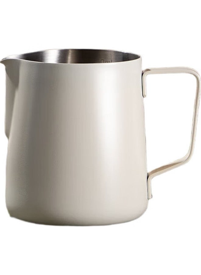 Teotm Pointed Latte Art Cup, 304 Stainless Steel Latte Art Pitcher, Coffee Frothing Cup, Milk Pitcher, White, 350Ml - Image 2