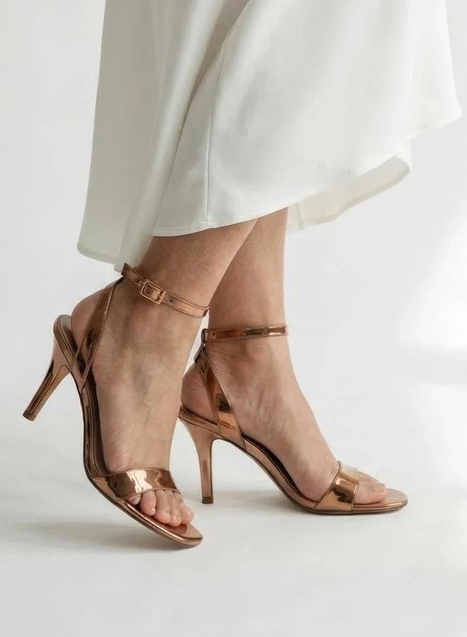 Pair-Ie Tales Gold Ankle Strap Stiletto Heel Sandals
