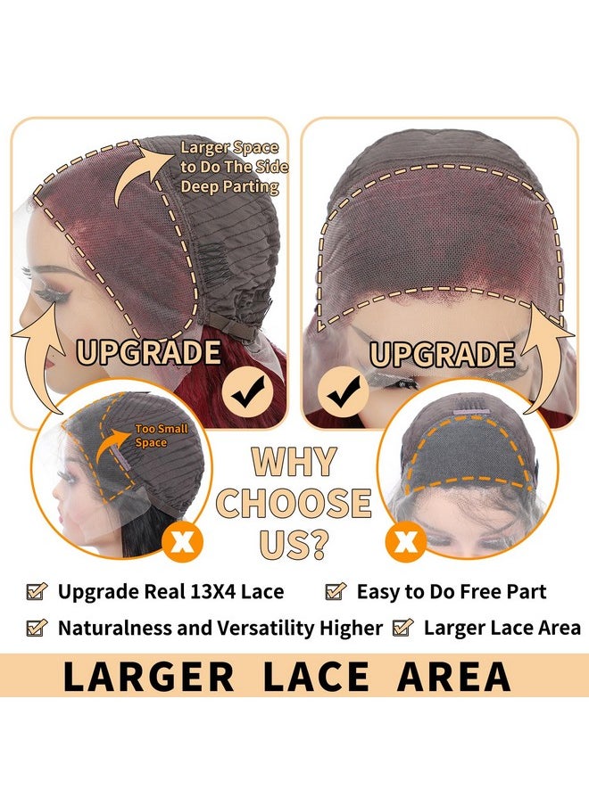 ROYAL IMPRESSION 99J Burgundy Lace Front Wigs Human Hair Glueless Wine Red Colored Body Wave Wigs Pre Plucked With Baby Hair 150% Density 13X4 Hd Transparent Lace Frontal Wigs For Women (24 Inch)  - Image 4
