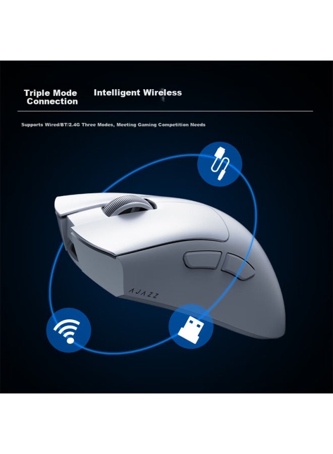 Ajazz Aj199pro Wireless Three-mode Gaming Mouse With Paw3395 Sensor, Approximately 59g Lightweight Right-handed Gaming Mouse, Audible/light Sound Switch, 4k Support, Black