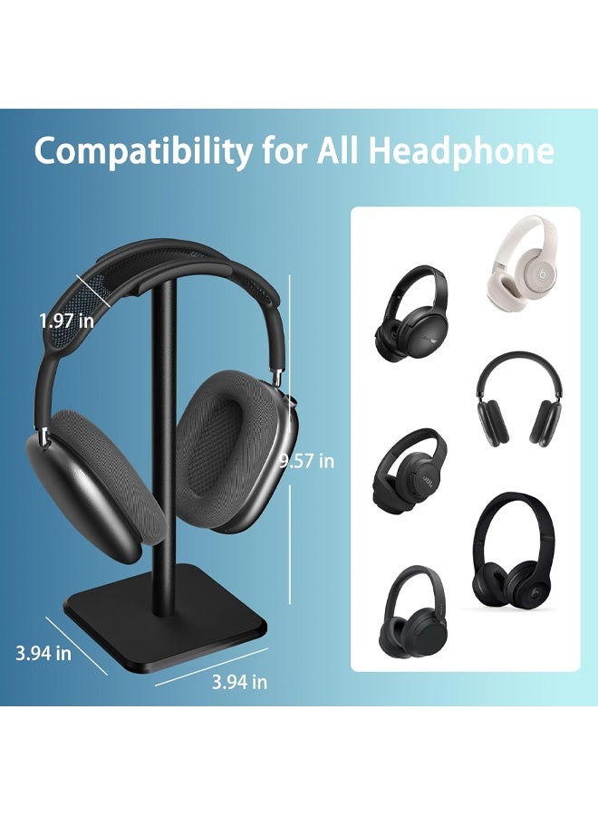 Headphone Stand - Headset Stand with Aluminum Hanger, Headphone Holder for AirPods Max, Sony, Bose, Beats and More (Black) - Image 3