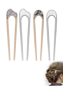 Beyond 4 Pcs Metal U Shaped Hair Pins, Vintage French Hair Fork for Thick Medium Hair, Hair Pin Hairstyle Chignon for Women Girls (Gold+Silver)  - Image 1