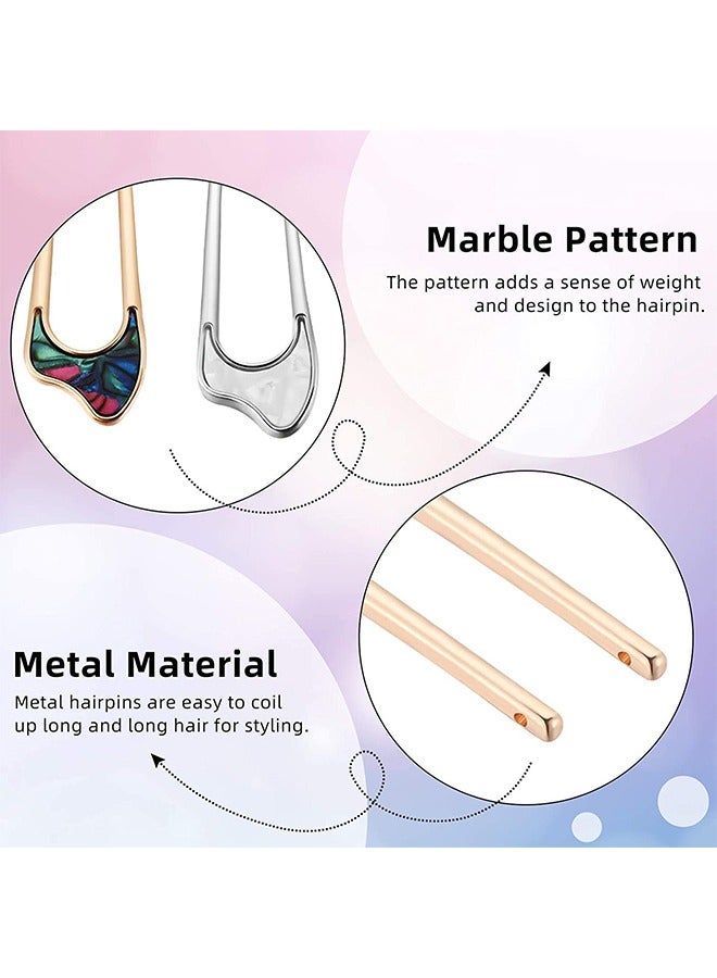 Beyond 4 Pcs Metal U Shaped Hair Pins, Vintage French Hair Fork for Thick Medium Hair, Hair Pin Hairstyle Chignon for Women Girls (Gold+Silver) - Image 2