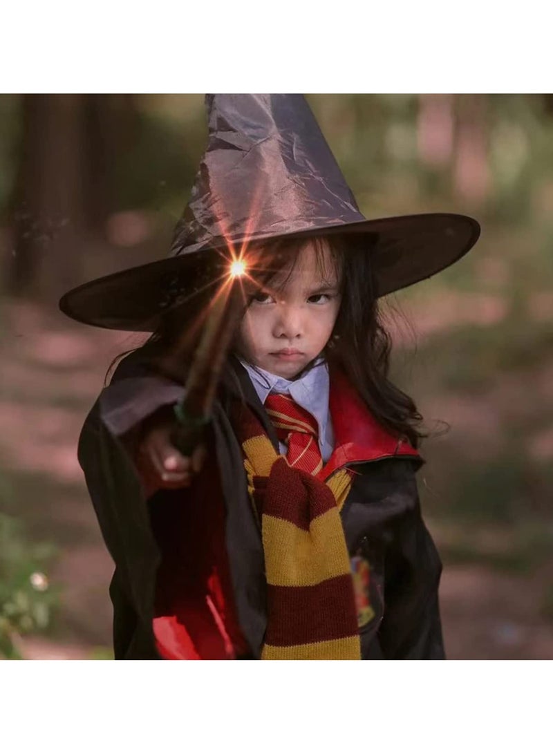TAPIT 6PCS Kids Wizard Robes Cosplay Party Costume Magic Adults Wizard Cloak Wizarding Unisex Dress Up Magic Robe Cape Costume Hat Glasses Frame Tie Light Wand Necklace Costume for Boys Girls Gifts  - Image 4
