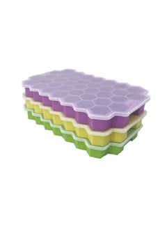 Generic Honeycomb Reusable Ice Molds Cubes Tray Bundle 3 Pack Silicone Small Ice Cube Tray with Cover Honeycomb Ice Ball Mold For Ice Making  - Image 1