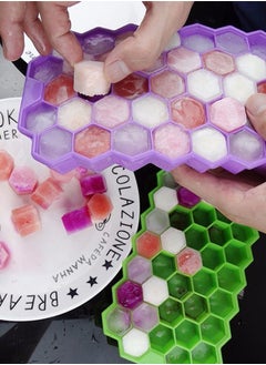 Generic Honeycomb Reusable Ice Molds Cubes Tray Bundle 3 Pack Silicone Small Ice Cube Tray with Cover Honeycomb Ice Ball Mold For Ice Making  - Image 4