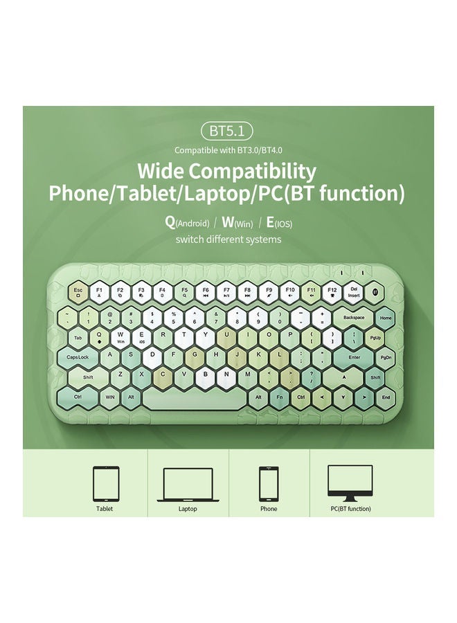 NIBEMINENT Mofii Honey BT Wireless Mixed Color 83 Key Mini Portable Girls Keyboard for Phone/Tablet/Laptop Green  - Image 2