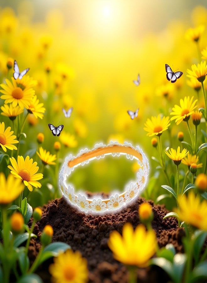 Jowxsx طوق رأس من Jowxsx مزين بزهرة الأقحوان الصفراء للنساء، طوق رأس ربيعي مطاطي، إكليل زهور أصفر، مانع للانزلاق، مناسب للعرائس والحفلات، إكسسوارات شعر - Image 4