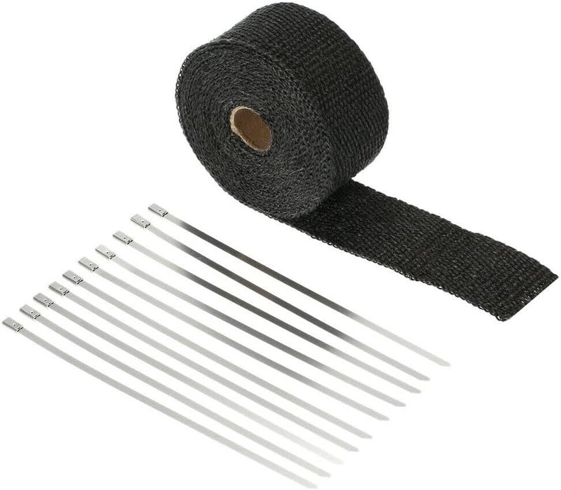 لفافة عازلة للحرارة لمشعب العادم وأنبوب التصريف للسيارات والدراجات النارية (أسود) - Image 1