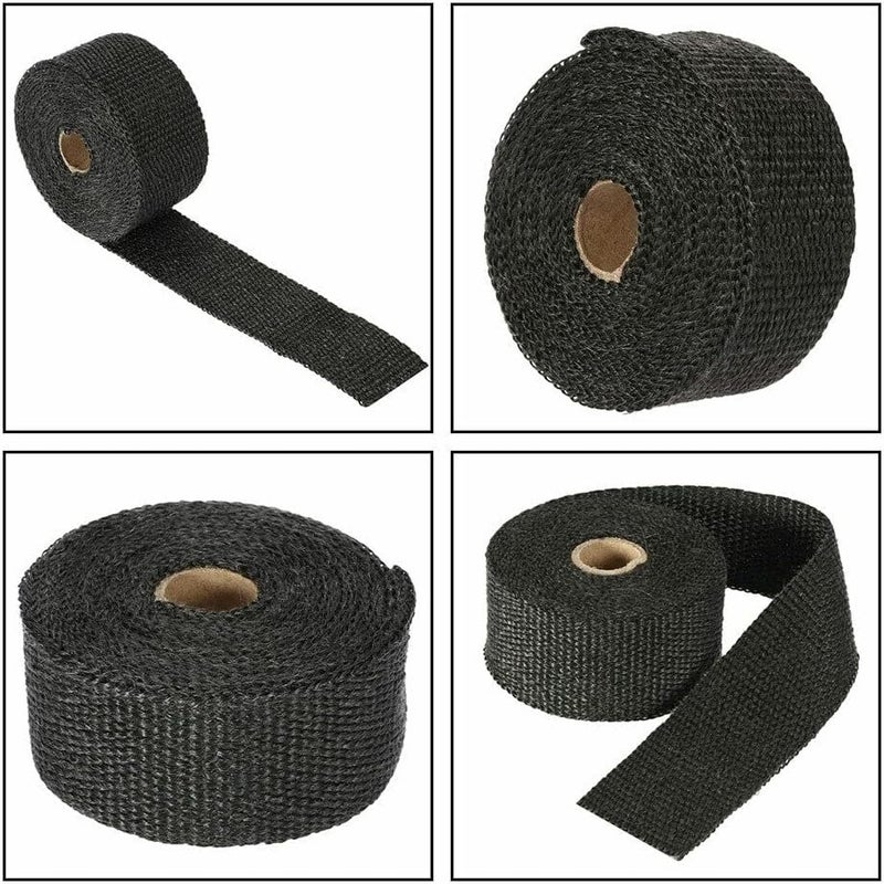 لفافة عازلة للحرارة لمشعب العادم وأنبوب التصريف للسيارات والدراجات النارية (أسود) - Image 2