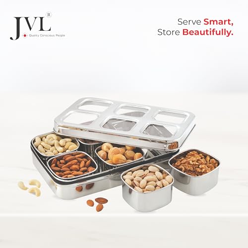 JVL Stainless Steel Vista Dry Fruit Container (6 - Container), Silver - Image 4