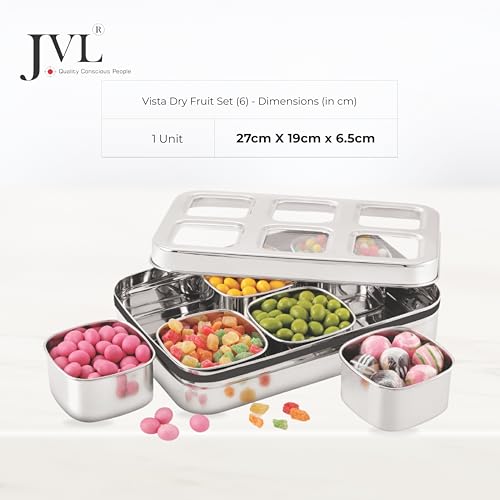 JVL Stainless Steel Vista Dry Fruit Container (6 - Container), Silver - Image 5
