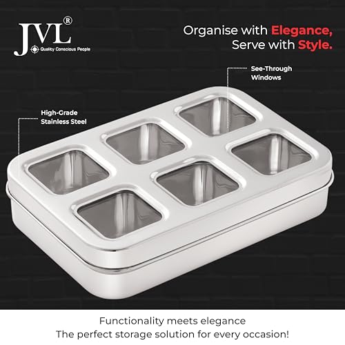 JVL Stainless Steel Vista Dry Fruit Container (6 - Container), Silver - Image 2