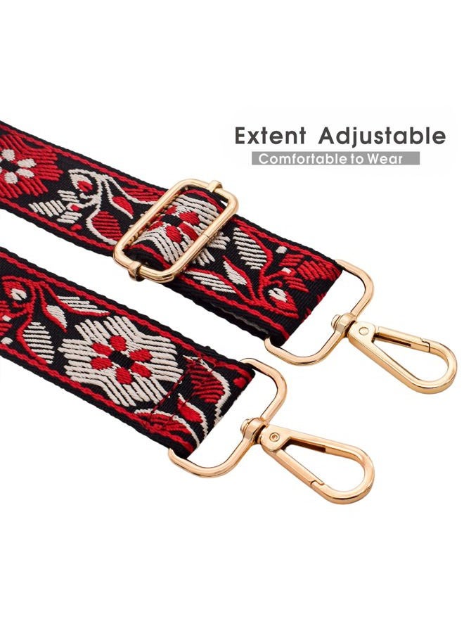 ROYGBCP Replacement Purse Strap Shoulder Strap Adjustable Crossbody Strap for Women Crossbody Wide Shoulder Bag, Red Floral-gold Metal, Width: 1.5 inches (3.8cm), Length: 28"~50" (65-130cm) - Image 5