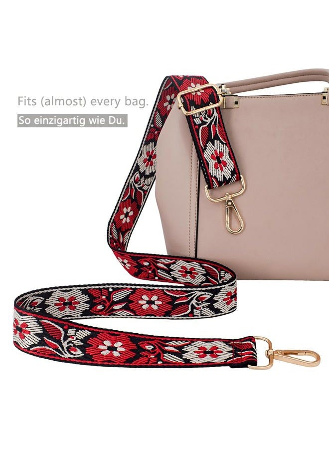 ROYGBCP Replacement Purse Strap Shoulder Strap Adjustable Crossbody Strap for Women Crossbody Wide Shoulder Bag, Red Floral-gold Metal, Width: 1.5 inches (3.8cm), Length: 28"~50" (65-130cm) - Image 4