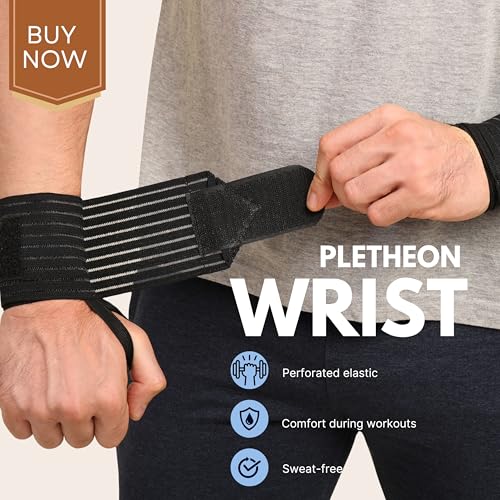 PLETHEON Wrist Support Band for Gym, Workout & Weightlifting | Adjustable Wrist Strap for Men & Women | Pain Relief & Wrist Stability for Fitness & Sports (VENTILATED BLACK) - Image 2