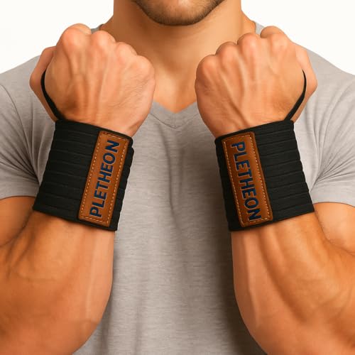 PLETHEON Wrist Support Band for Gym, Workout & Weightlifting | Adjustable Wrist Strap for Men & Women | Pain Relief & Wrist Stability for Fitness & Sports (VENTILATED BLACK) - Image 1