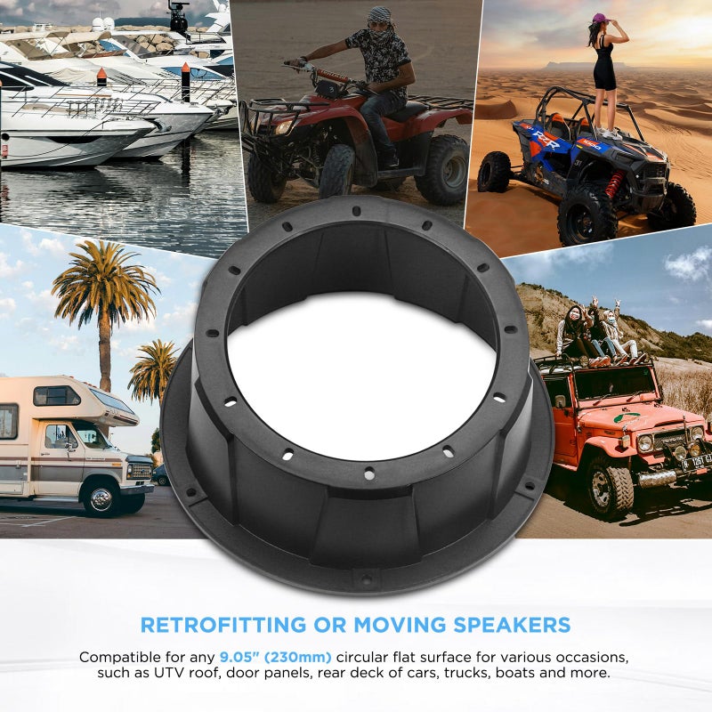 RECOIL USP65B Pairs of 6.5-Inch Speaker Pods, Universal 6.5â€ Angled Speaker Boxes, Surface Mount with Gaskets, Black Enclosures Compatible with Marine, UTVs, Boats, RVs, Cars - Image 5